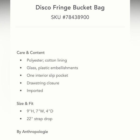New Anthropologie Disco Fringe Bucket Bag - Picture 6 of 7
